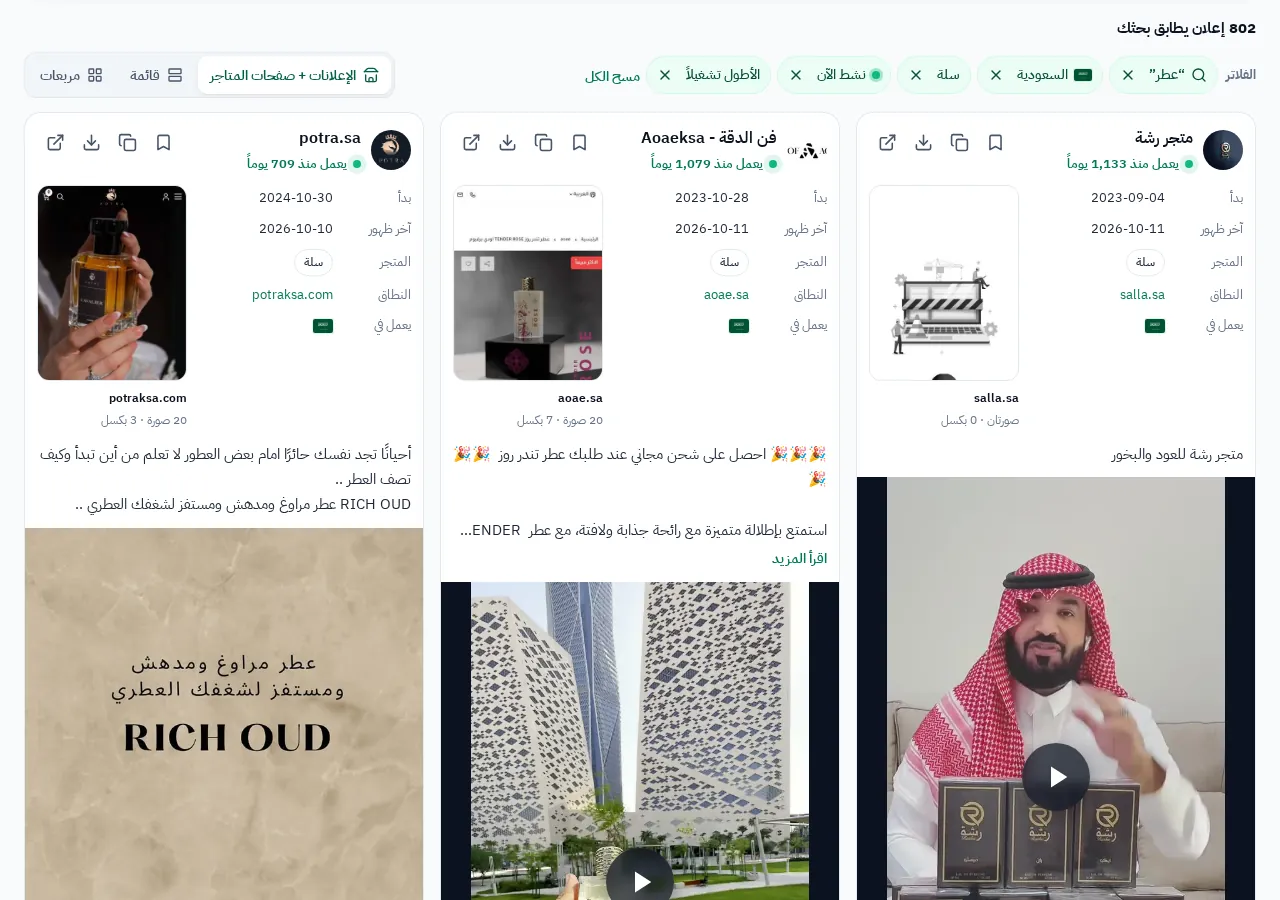 الترتيب حسب الأطول تشغيلاً في GccFY: الإعلانات التي صمدت أسابيع أولاً.